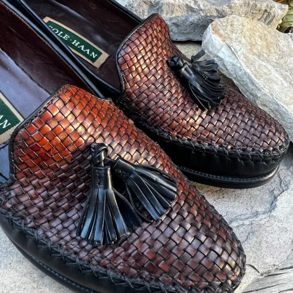 Cole Haan Leather Woven Loafers Flats Loafers